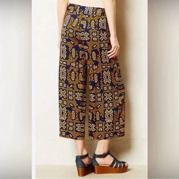 Cartonnier Anthropologie Printed Wide Leg Cropped Pants Size 4 - Picture 2 of 9